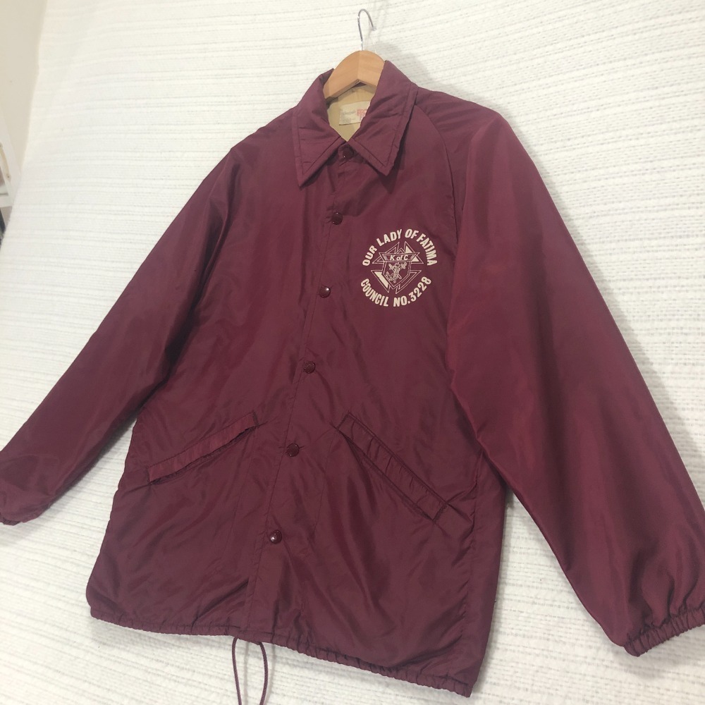 King Louie Vintage Coach Jacket Knights‎ of Columbus Maroon Snap Front M